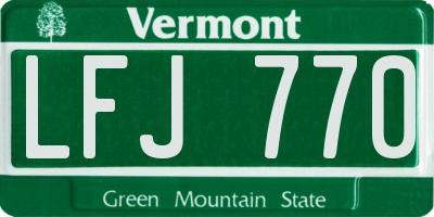 VT license plate LFJ770