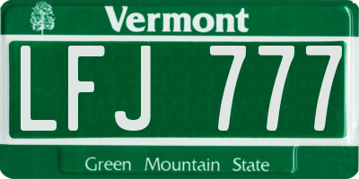 VT license plate LFJ777