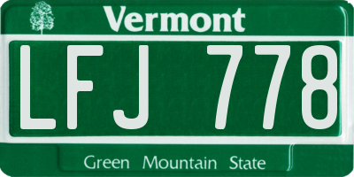 VT license plate LFJ778