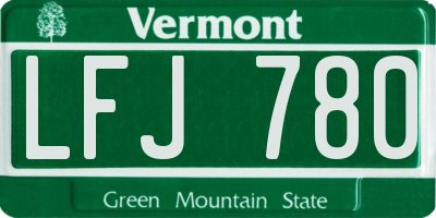 VT license plate LFJ780