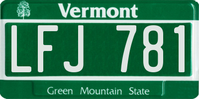 VT license plate LFJ781