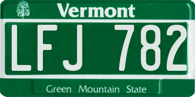VT license plate LFJ782