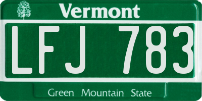 VT license plate LFJ783