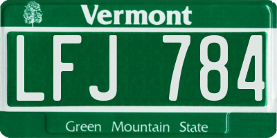VT license plate LFJ784