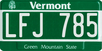 VT license plate LFJ785
