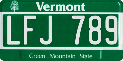 VT license plate LFJ789