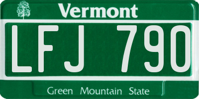 VT license plate LFJ790
