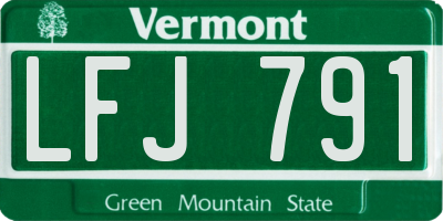 VT license plate LFJ791