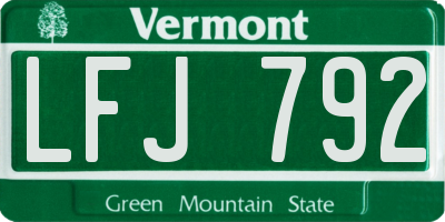 VT license plate LFJ792