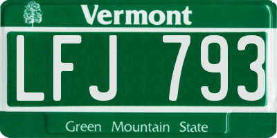 VT license plate LFJ793