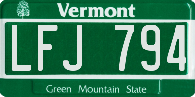 VT license plate LFJ794