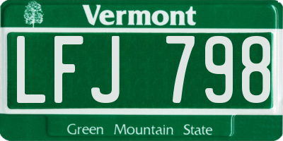 VT license plate LFJ798