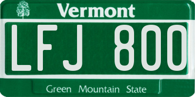 VT license plate LFJ800