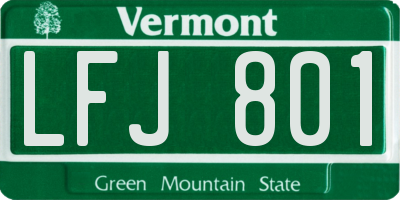VT license plate LFJ801