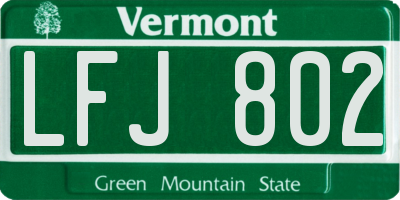 VT license plate LFJ802