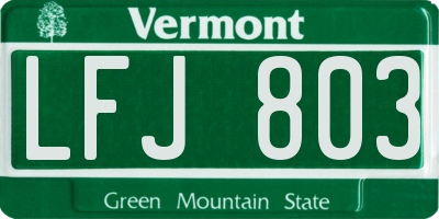 VT license plate LFJ803