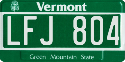 VT license plate LFJ804