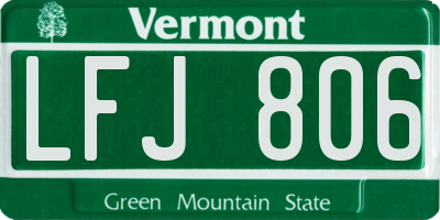 VT license plate LFJ806