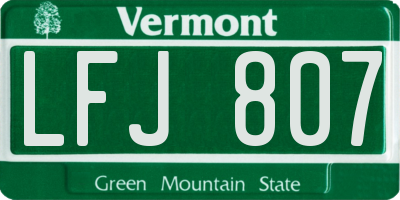 VT license plate LFJ807