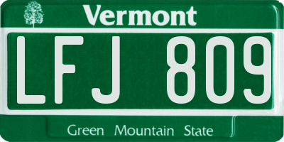 VT license plate LFJ809
