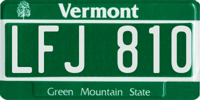VT license plate LFJ810