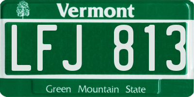 VT license plate LFJ813
