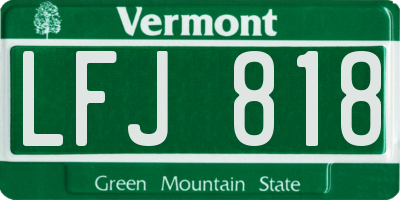 VT license plate LFJ818