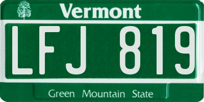 VT license plate LFJ819