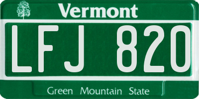 VT license plate LFJ820