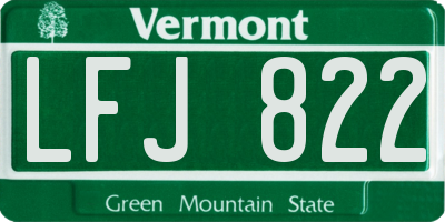 VT license plate LFJ822