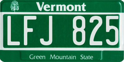 VT license plate LFJ825