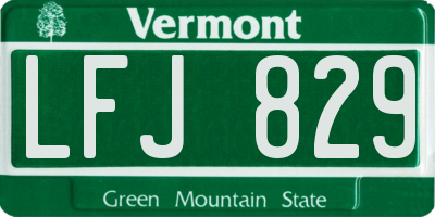 VT license plate LFJ829