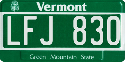 VT license plate LFJ830