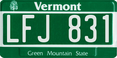 VT license plate LFJ831