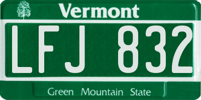 VT license plate LFJ832