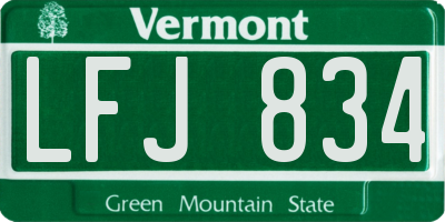 VT license plate LFJ834
