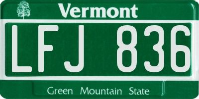 VT license plate LFJ836