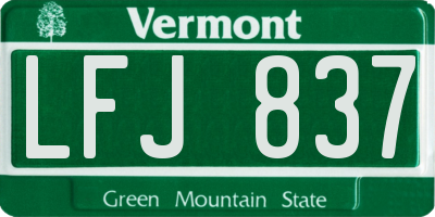 VT license plate LFJ837