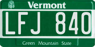 VT license plate LFJ840