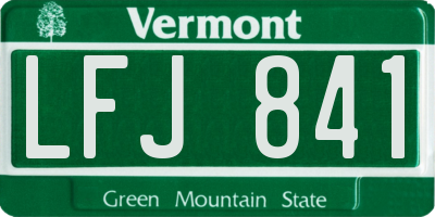 VT license plate LFJ841