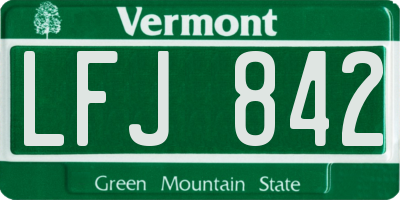 VT license plate LFJ842