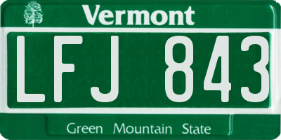 VT license plate LFJ843