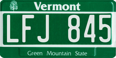 VT license plate LFJ845