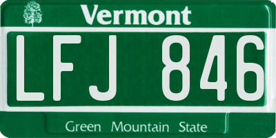 VT license plate LFJ846