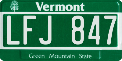 VT license plate LFJ847