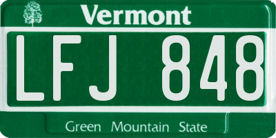 VT license plate LFJ848