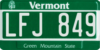 VT license plate LFJ849