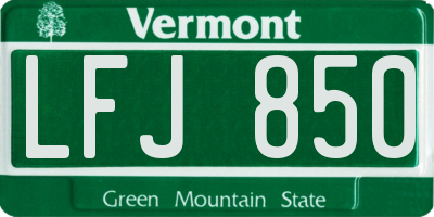 VT license plate LFJ850