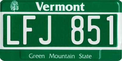 VT license plate LFJ851