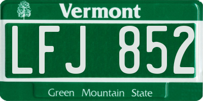 VT license plate LFJ852